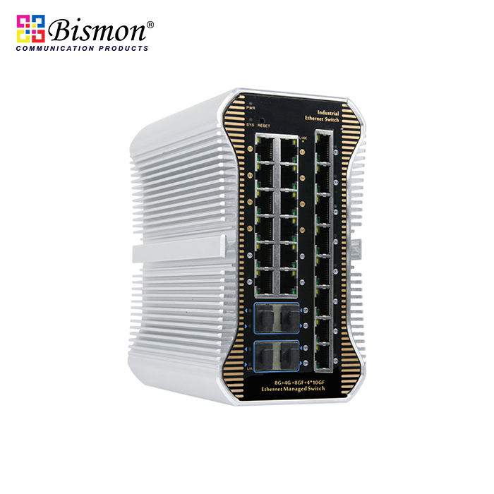 20*10/100/1000M RJ45 and 4*1/10G uplink SFP+ L2+ managed Industrial Switch